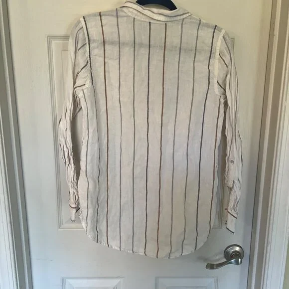 Artisan NY 100% Linen Vertical Stripe Long Sleeve Tunic Size Medium - Picture 5 of 7